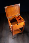 Arts & Crafts Oak Brass Work Table - Harrington Antiques