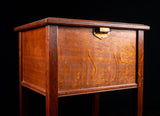 Arts & Crafts Oak Brass Work Table - Harrington Antiques