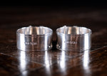 Cased Pair Silver Belt Buckle Napkin Rings by James Dixon & Sons, 1894. - Harrington Antiques