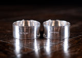 Cased Pair Silver Belt Buckle Napkin Rings by James Dixon & Sons, 1894. - Harrington Antiques