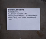 Early 19th Century Boy With Bird (American School) - Harrington Antiques