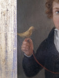 Early 19th Century Boy With Bird (American School) - Harrington Antiques