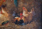 Follower Of Edgar Hunt (1876 - 1953) - Chickens In A Barn. Oil on Board. - Harrington Antiques