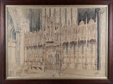 Large Architectural Pen & Ink Drawing Of A Cathedral, Dated 1908 - Harrington Antiques