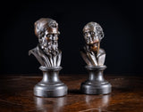 Pair Bronze Busts of Hippocrates and Lysimachus - Harrington Antiques