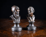 Pair Bronze Busts of Hippocrates and Lysimachus - Harrington Antiques