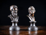 Pair Bronze Busts of Hippocrates and Lysimachus - Harrington Antiques