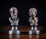 Pair Bronze Busts of Hippocrates and Lysimachus - Harrington Antiques