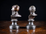 Pair Bronze Busts of Hippocrates and Lysimachus - Harrington Antiques