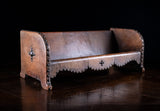 Studded Tan Leather Book Trough, c. 1880 - Harrington Antiques