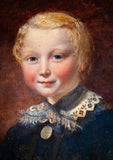 Thomas P Hall (fl.1837 - 1867) - Portrait Of A Boy In Blue - Harrington Antiques