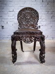 19th Century Burmese Anglo-Indian Carved Rosewood Chair. - Harrington Antiques