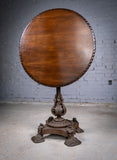 19th Century Cast Iron Tilt Table With Later Flame Mahogany Top. - Harrington Antiques