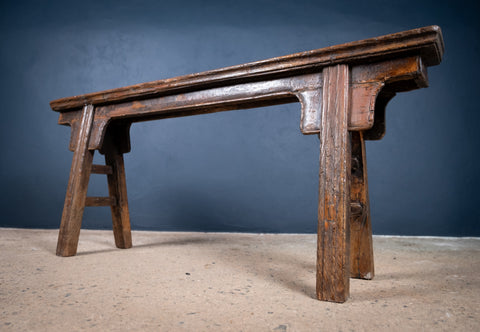 19th Century Chinese Elm Bench - Harrington Antiques