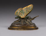 19th Century Cold Painted Bronze Butterfly Letter Clip - Harrington Antiques