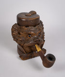 19th Century Finely Carved Black Forest Dog Tobacco Jar & Pipe - Harrington Antiques