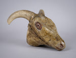 19th Century Folk Art Carved Wooden Ram's Head With Horns. - Harrington Antiques