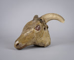 19th Century Folk Art Carved Wooden Ram's Head With Horns. - Harrington Antiques