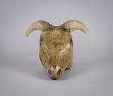 19th Century Folk Art Carved Wooden Ram's Head With Horns. - Harrington Antiques