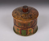 19th Century Folk Art 'Thatched Cottage' Polychrome Treen String Box - Harrington Antiques