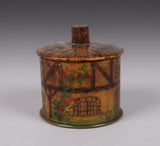 19th Century Folk Art 'Thatched Cottage' Polychrome Treen String Box - Harrington Antiques