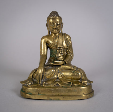 19th Century Gilt Bronze Shakyamuni Buddha Figure. - Harrington Antiques