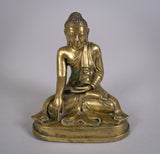 19th Century Gilt Bronze Shakyamuni Buddha Figure. - Harrington Antiques