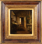 19th Century Oil On Board - Cottage Interior. - Harrington Antiques