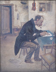 19th Century Oil On Canvas - Haggard Writer/Musician In Interior Scene. - Harrington Antiques