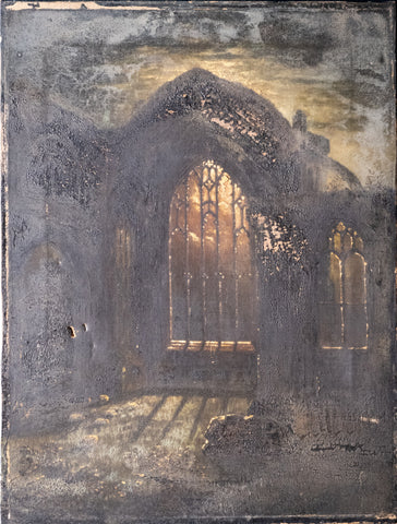 19th Century Oil On Canvas - Melrose Abbey In Moonlight - Harrington Antiques