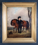 19th Century Oil On Panel - Boy With Horse. Naive School. - Harrington Antiques