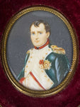 19th Century Portrait Miniature Of Napoleon Bonaparte - Velvet & Gilt Frame. - Harrington Antiques