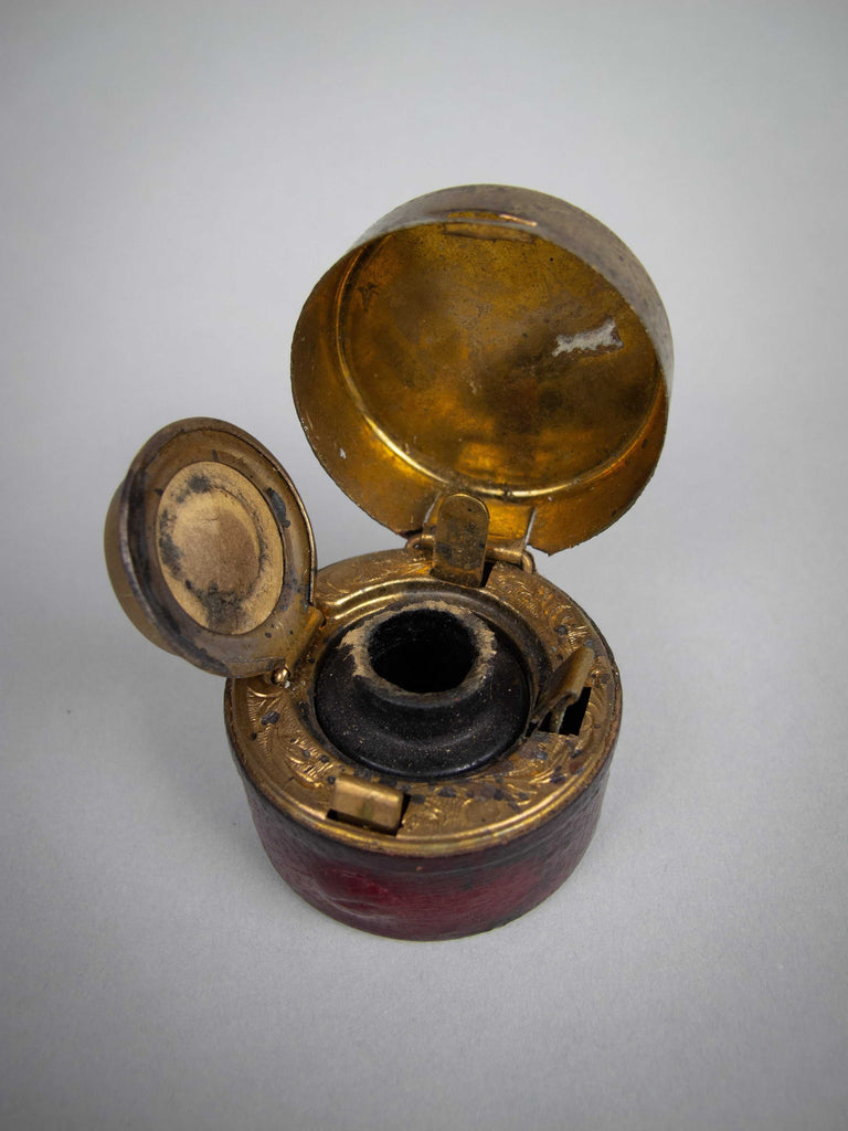 Victorian Ink Well Ink In 19th Century Victorian Brass and Leather Travelling Ink Well With ...