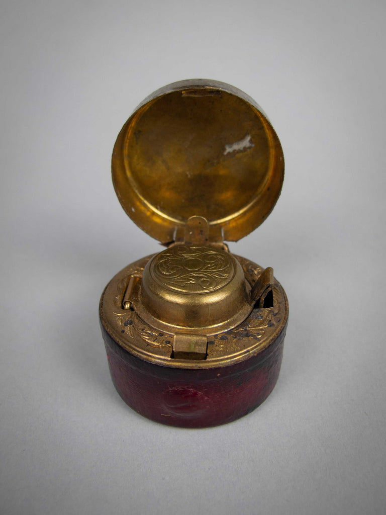 Victorian Ink Well Ink In 19th Century Victorian Brass and Leather Travelling Ink Well With ...