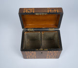 19th Century Walnut Marquetry Twin Compartment Tea Caddy - Harrington Antiques