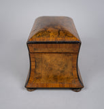 19th Century Walnut Waisted Twin Compartment Tea Caddy. - Harrington Antiques