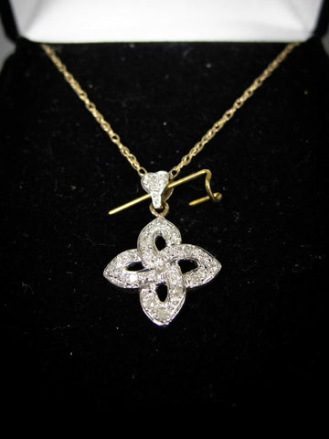 9 Carat Gold and Diamond Celtic Knot Necklace by Gallery Abbeycrest, Sheffield. - Harrington Antiques
