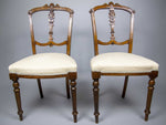 A Pair of 19th Century Edwardian Ornate Walnut Side Chairs (c.1901-1910) - Harrington Antiques