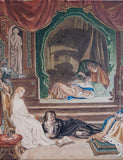 After Daniel Maclise (Irish 1806-1870) 'The Play Scene From Hamlet'. Watercolour. Dated 1858. - Harrington Antiques