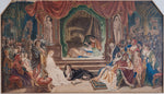 After Daniel Maclise (Irish 1806-1870) 'The Play Scene From Hamlet'. Watercolour. Dated 1858. - Harrington Antiques