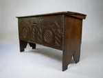 Antique 17th Century Carved Oak Six Plank Coffer / Chest. - Harrington Antiques