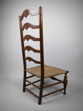 Antique 19th Century Elm and Rush Ladder Back Chair With Rush Seat - Harrington Antiques