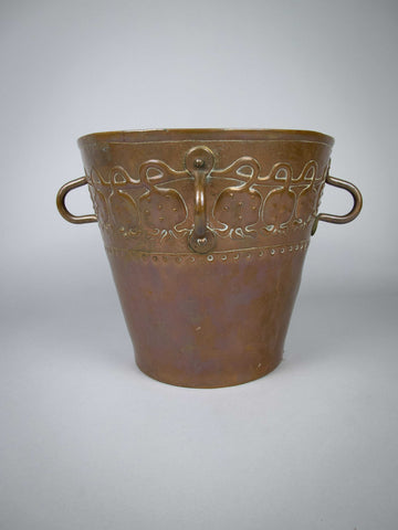 Arts & Crafts Copper Bucket With Loop Handles & Removable Base, c.1900. - Harrington Antiques