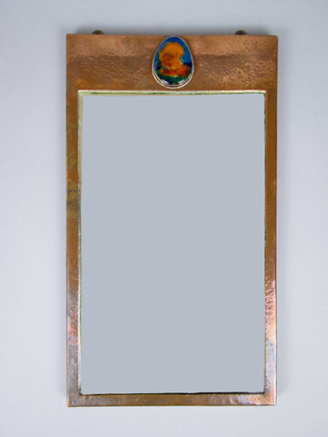 Arts & Crafts Copper & Enamel Cabochon Wall Mirror, c. 1910 - Harrington Antiques