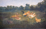 Chickens In A Landscape, Signed & Dated 'A.D, 1883'. Oil On Tin. - Harrington Antiques