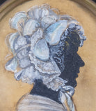 Early 19th Century Hand Painted Silhouette - Lady In Bonnet. - Harrington Antiques