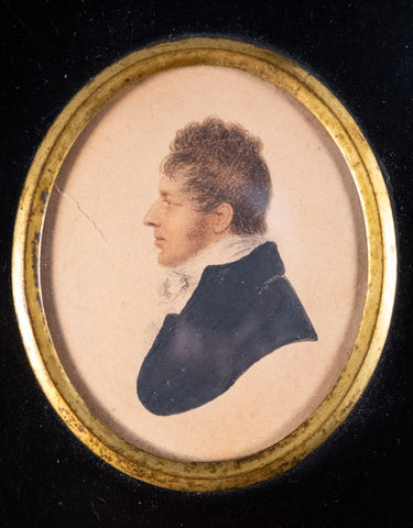 Early 19th Century Miniature Portrait Of A Gentleman. Watercolour. - Harrington Antiques