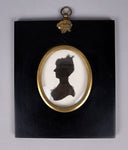 Early 19thC Hand Painted Silhouette - Lady With Headdress - Harrington Antiques
