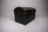 Early 20th Century Black Metal Dome Top Trunk With Handles, c.1900 - Harrington Antiques