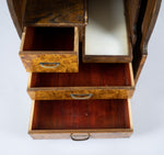 Early 20th Century Campaign Style Burr Walnut & Mahogany Folding Vanity Box - Harrington Antiques